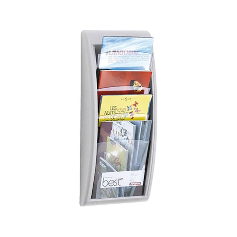 Paperflow Wandprospekthalter 4 Fächer DIN A4 Polystyrol Alufarben