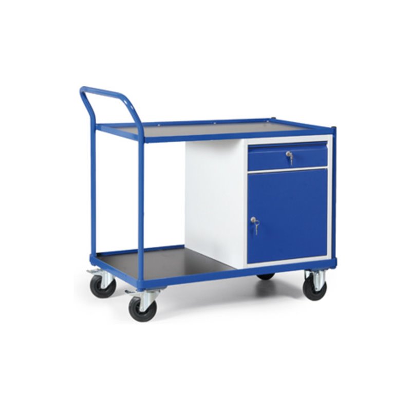 Tauroflex Werkstattwagen 250 kg mit 1 Schrank mit 1 Schublade Lichtgrau/Blau
