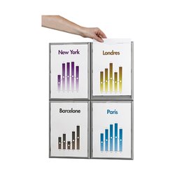 Paperflow Info-Display Format DIN A4 Rahmen aus Polystryrol Alufarben