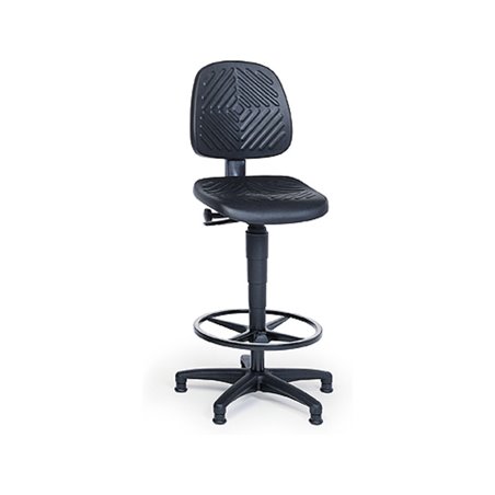 Taurosit Arbeitsstuhl mit Fußgleitern Höhe 590 - 840 mm Schwarz