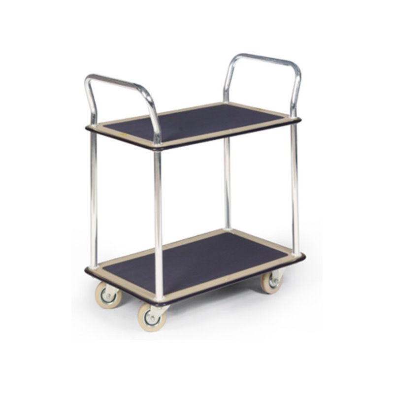 Taurotrade Stahlblech-Etagenwagen 120kg 2 Ladeflächen und 2 Schiebebügeln grau