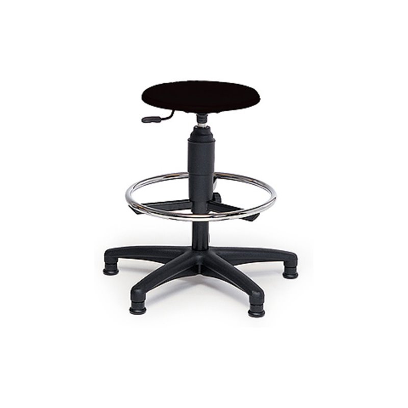 Taurosit Hocker mit Fußgleitern Höhe 590 - 840 mm Kunstlederpolsterung Schwarz