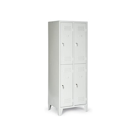 Classico Kleiderschrank mit Füßen doppelstöckig mit 4 Fächern Lichtgrau