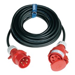 CEE-Verlängerung 16A 400V 6h L.25m H07RN-F 5x2,5mm2 5polig Kragen-Steckvorr.IP44