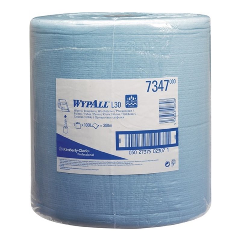 Putztuch WYPALL L20 EXTRA,7347 L.380xB.330mm 2-lagig,perforiert,blau,verleimt