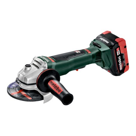 Metabo Akku-Winkelschleifer WPB 18 LTX BL 125 Quick 18V 2x5.5Ah LiHD + ASC 145 im Kunststoffkoffer