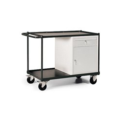 STIER Tischwagen mit Schiebegriff, Schublade und Einbauschrank Tragkraft 300 kg LxBxH 1150x600x840 mm