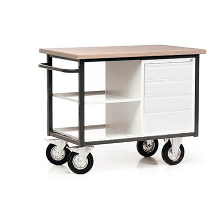 STIER Fahrbare Werkbank mit 4 Schubladen und Ablage Tragkraft 500 kg LxBxH 1130x690x930 mm