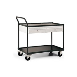 STIER Tischwagen mit Schiebebügel und 2x Schubladen Tragkraft 300 kg LxBxH 1200x600x1030 mm