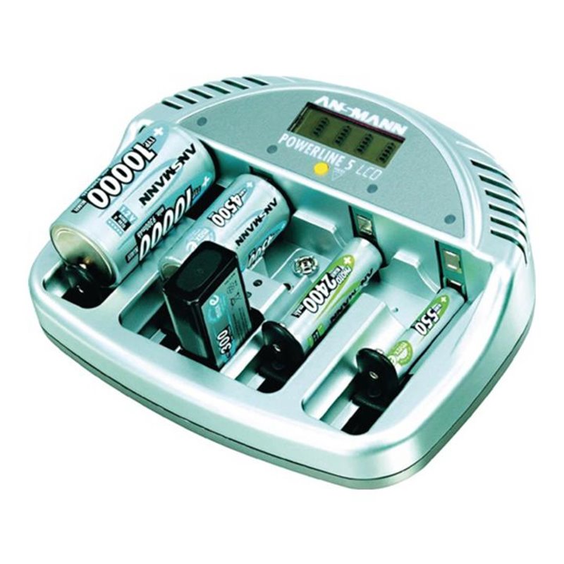 Akkuladegerät AAA/AA f.1-4 Akkus 9V-Block ANSMANN LCD-Display