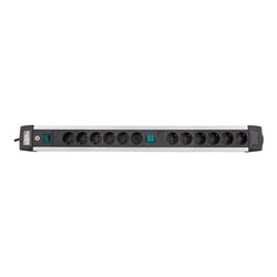 Premium-Alu-Line Technik Steckdosenleiste 12-fach 3m H05VV-F 3G1,5 6-fach schaltbare Steckdosen