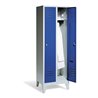 C+P Umkleidespind Classic auf Füßen, 2 Abteile, H1850xB610xT500mm Front Enzianblau Korpus Lichtgrau