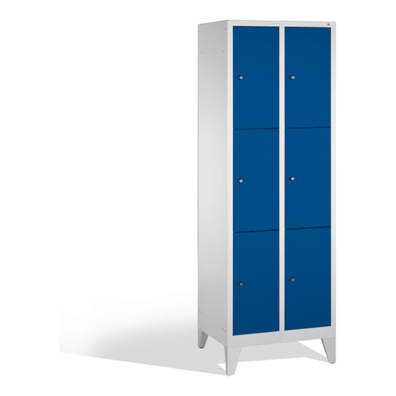 C+P Fächerschrank Classic auf Füßen, 6 Fächer, H1850xB610xT500mm Front Enzianblau Korpus Lichtgrau