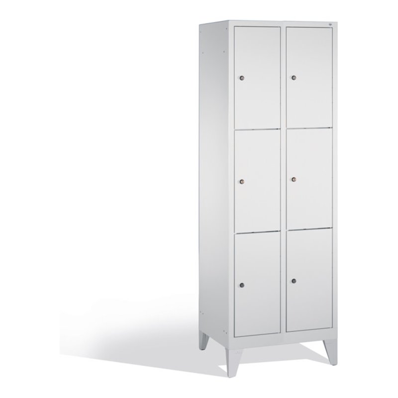 C+P Fächerschrank Classic auf Füßen, 6 Fächer, H1850xB610xT500mm Front Lichtgrau Korpus Lichtgrau