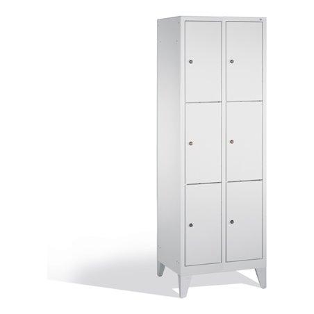 C+P Fächerschrank Classic auf Füßen, 6 Fächer, H1850xB610xT500mm Front Lichtgrau Korpus Lichtgrau