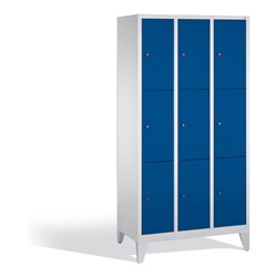 C+P Fächerschrank Classic auf Füßen, 9 Fächer, H1850xB900xT500mm Front Enzianblau Korpus Lichtgrau