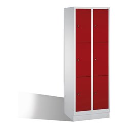 C+P Fächerschrank Classic auf Sockel, 6 Fächer, H1800xB610xT500mm Front Rubinrot Korpus Lichtgrau