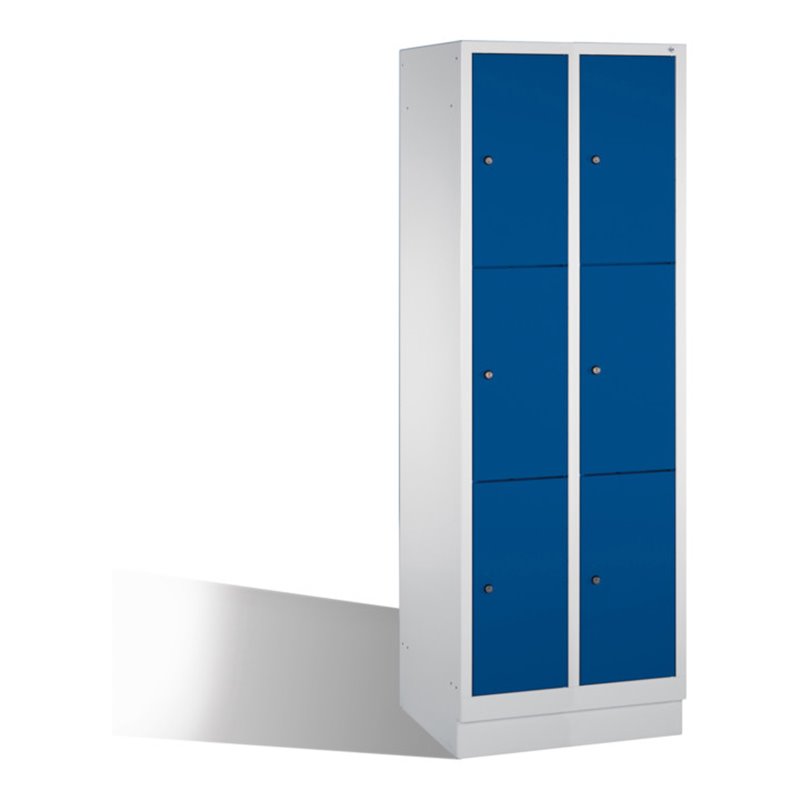 C+P Fächerschrank Classic auf Sockel, 6 Fächer, H1800xB610xT500mm Front Enzianblau Korpus Lichtgrau