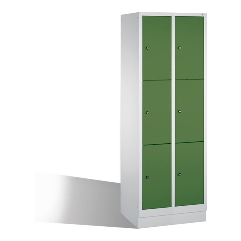 C+P Fächerschrank Classic auf Sockel, 6 Fächer, H1800xB610xT500mm Front Resedagrün Korpus Lichtgrau