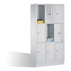 C+P Fächerschrank Classic auf Sockel, 9 Fächer, H1800xB900xT500mm Front Lichtgrau Korpus Lichtgrau