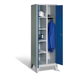 C+P Wäsche-Spind Classic auf Füßen, 2 Abteile, H1850xB610xT500mm Front Enzianblau Korpus Lichtgrau