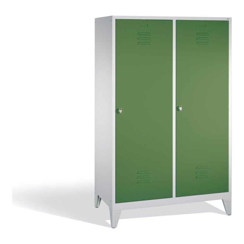 C+P Doppelspind Classic auf Füßen, für 2 Personen, H1850xB1190xT500mm Front Resedagrün Korpus Lichtgrau