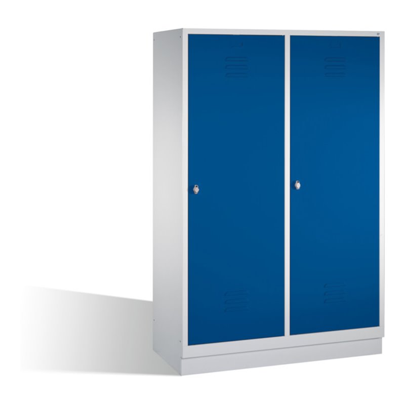 C+P Doppelspind Classic auf Sockel, für 2 Personen, H1800xB1190xT500mm Front Enzianblau Korpus Lichtgrau