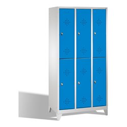 C+P Doppelstockspind Classic auf Füßen, 6 Fächer, H1850xB900xT500mm Front Lichtblau Korpus Lichtgrau