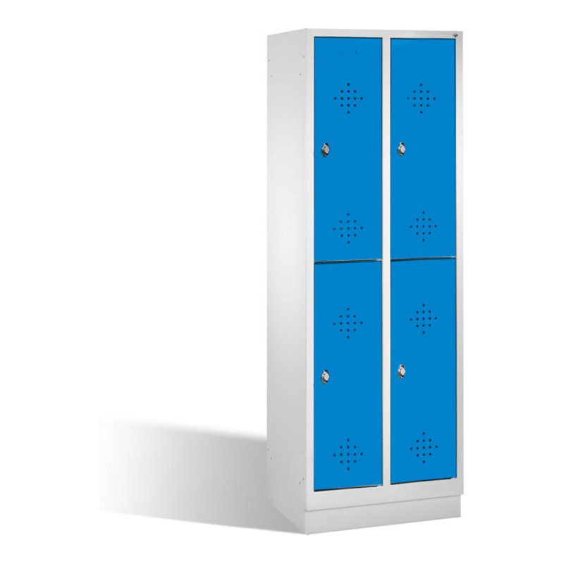 C+P Doppelstockspind Classic auf Sockel, 4 Fächer, H1800xB610xT500mm Front Lichtblau Korpus Lichtgrau