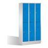 C+P Doppelstockspind Classic auf Sockel, 6 Fächer, H1800xB900xT500mm Front Lichtblau Korpus Lichtgrau