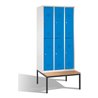 C+P Doppelstockspind Classic mit Sitzbank, 6 Fächer, H2090xB900xT500/815mm Front Lichtblau Korpus Lichtgrau