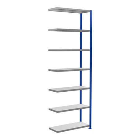 Schulte Anbauregal Steckregal MULTIplus330, 7 Fachböden, Kreuzstrebe, RAL 5010 enzianblau/verzinkt