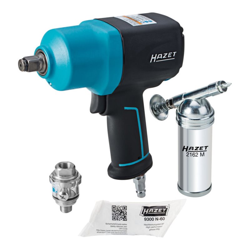 HAZET Schlagschrauber mit Sortiment 9012EL-SPC/4 Lösemoment maximal: 1700 Nm Vierkant massiv 12,5 mm (1/2') Hochleistungs-Doppel