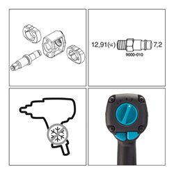 HAZET Schlagschrauber mit Sortiment 9012EL-SPC/4 Lösemoment maximal: 1700 Nm Vierkant massiv 12,5 mm (1/2') Hochleistungs-Doppel