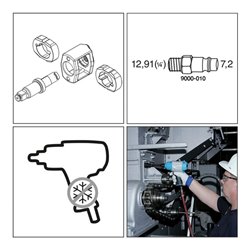 HAZET Schlagschrauber mit Sortiment 9012-1SPC/4 Lösemoment maximal: 1000 Nm Vierkant massiv 12,5 mm (1/2') Hochleistungs-Doppelh