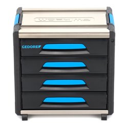 Gedore Werkzeugbox WorkMo B2, 4 Schubladen, 1 Fach, Plastik/Alu, mit Zubehör abschließbar, leer, Werkzeug-Mobil 1110 WM-24