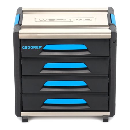 Gedore Werkzeugbox WorkMo B2, 4 Schubladen, 1 Fach, Plastik/Alu, mit Zubehör abschließbar, leer, Werkzeug-Mobil 1110 WM-24