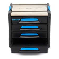 Gedore Werkzeugbox WorkMo B2, 4 Schubladen, 1 Fach, Plastik/Alu, mit Zubehör abschließbar, leer, Werkzeug-Mobil 1110 WM-24