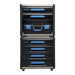 Gedore Werkzeugbox WorkMo B2, 4 Schubladen, 1 Fach, Plastik/Alu, mit Zubehör abschließbar, leer, Werkzeug-Mobil 1110 WM-24