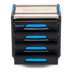 Gedore Werkzeugbox WorkMo B2, 4 Schubladen, 1 Fach, Plastik/Alu, mit Zubehör abschließbar, leer, Werkzeug-Mobil 1110 WM-24