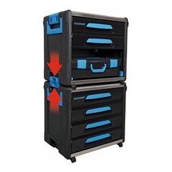 Gedore Werkzeugbox WorkMo B2, 4 Schubladen, 1 Fach, Plastik/Alu, mit Zubehör abschließbar, leer, Werkzeug-Mobil 1110 WM-24