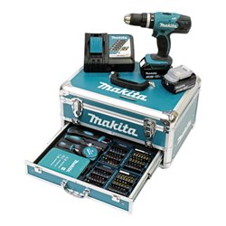 Makita Akku-Schlagbohrschrauber 18 V 3,0 Ah im Alukoffer inkl. 96-tlg. Zubehörset DHP453RFX2