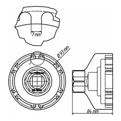 HAZET Nkw Zapfenschlüssel für Vorderachse MAN 4937-92 Vierkant hohl 20 mm (3/4 Zoll)