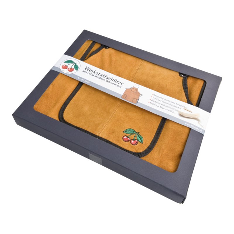 Kirschen Werkstattschürze, aus Veloursleder