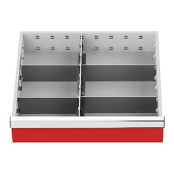 Bedrunka+Hirth Schubladeneinsatz Serie T500-4 Mittelfachschienen mit 4 Trennwänden