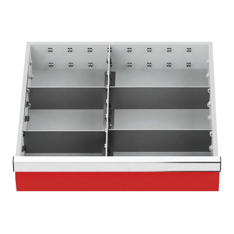 Bedrunka+Hirth Schubladeneinsatz Serie T500-4 Mittelfachschienen mit 4 Trennwänden