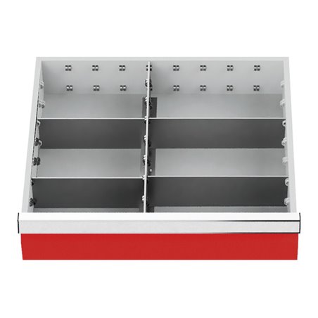 Bedrunka+Hirth Schubladeneinsatz Serie T500-4 Mittelfachschienen mit 4 Trennwänden