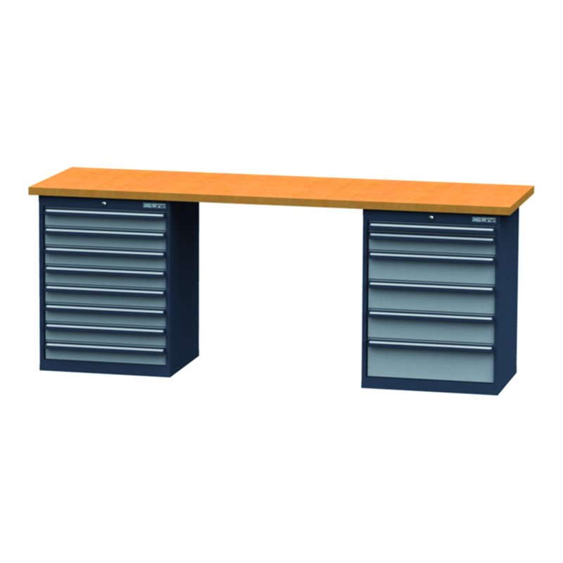 Simplaflex Reihenwerkbank, BxTxH 2500x600x860 mm, 2 Schrankgehäuse 700x575x820 mm