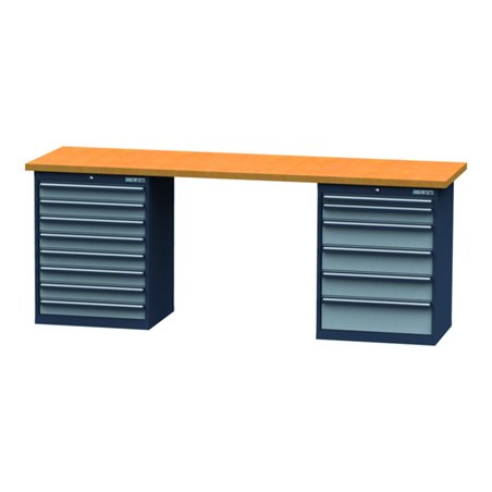 Simplaflex Reihenwerkbank, BxTxH 2500x600x860 mm, 2 Schrankgehäuse 700x575x820 mm