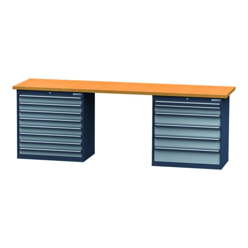 Simplaflex Reihenwerkbank, BxTxH 2500x600x860 mm, 2 Schrankgehäuse 900x575x820 mm